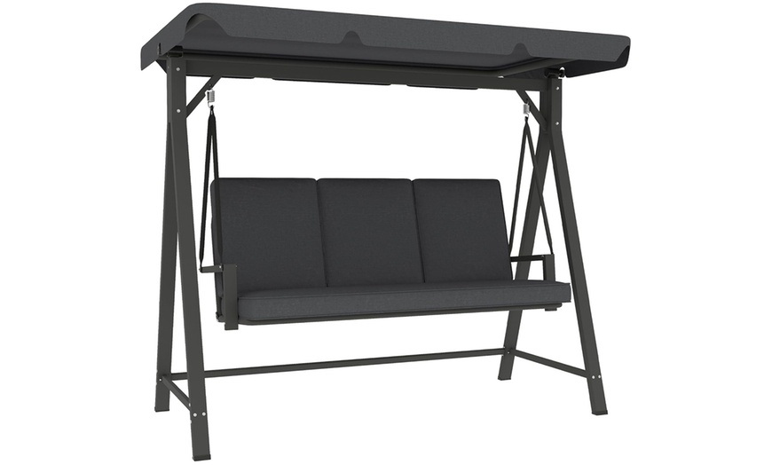 Image 10: Outsunny Three-Seater Swing Bench