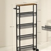 Image 8: HomCom Rolling Kitchen Trolley, Slim Storage Cart with Metal Frame