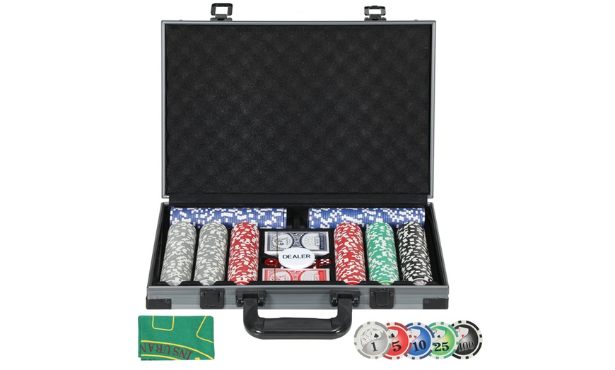 Image 3: SPORTNOW Poker Set and Foldable Poker Table 
