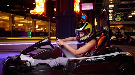 One Single Race for a 7-Lap Indoor Go-Kart Racing Session: Valid Monday-Wednesday - Lucky Snake Arcade And Sports Bar - Atlantic City, NJ