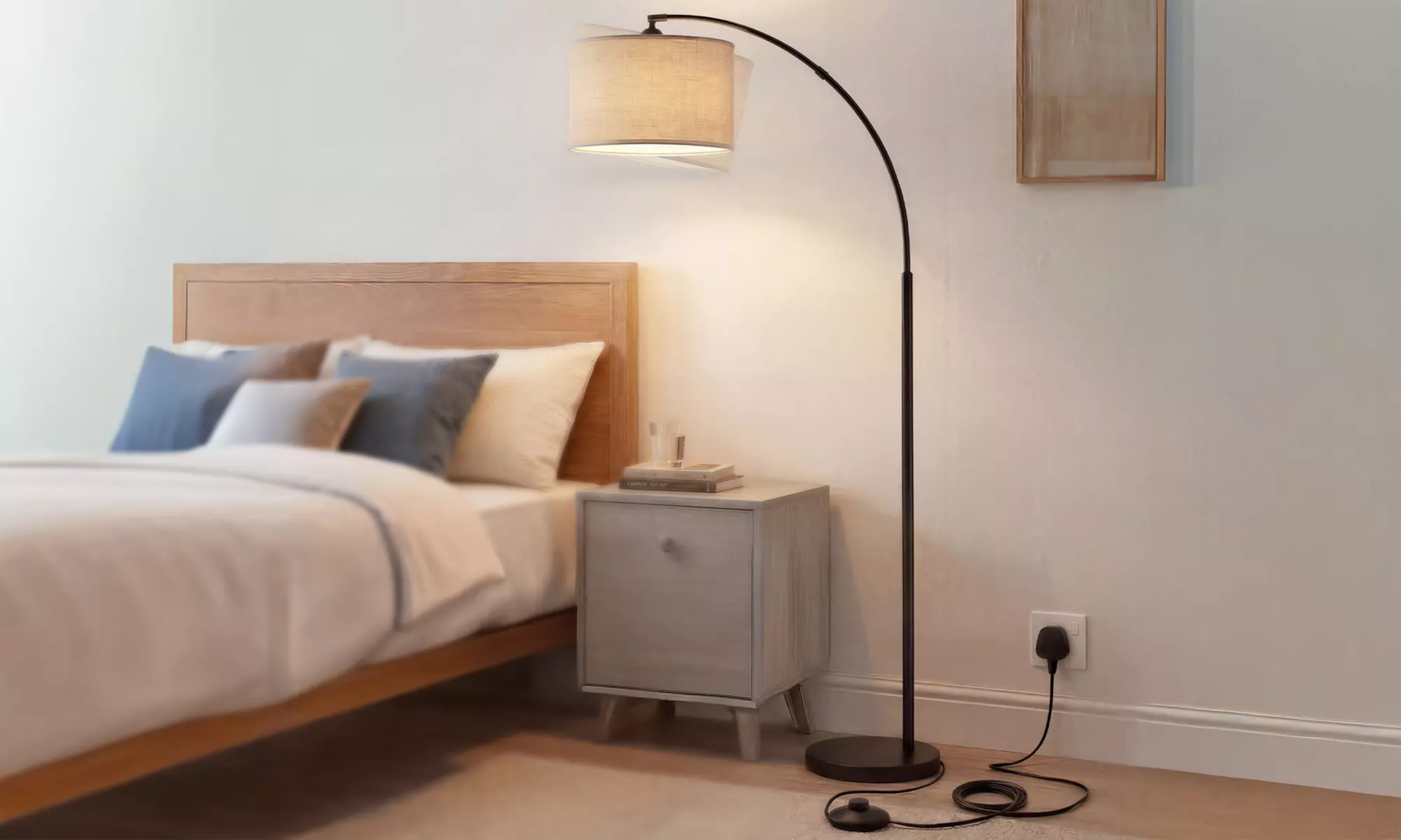 Emitto Modern Floor Lamps - Uplighter with Reading Light and Arc Lamp