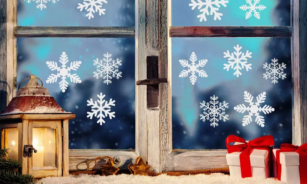 54x, 108x oder 162x Schneeflocken-Aufkleber