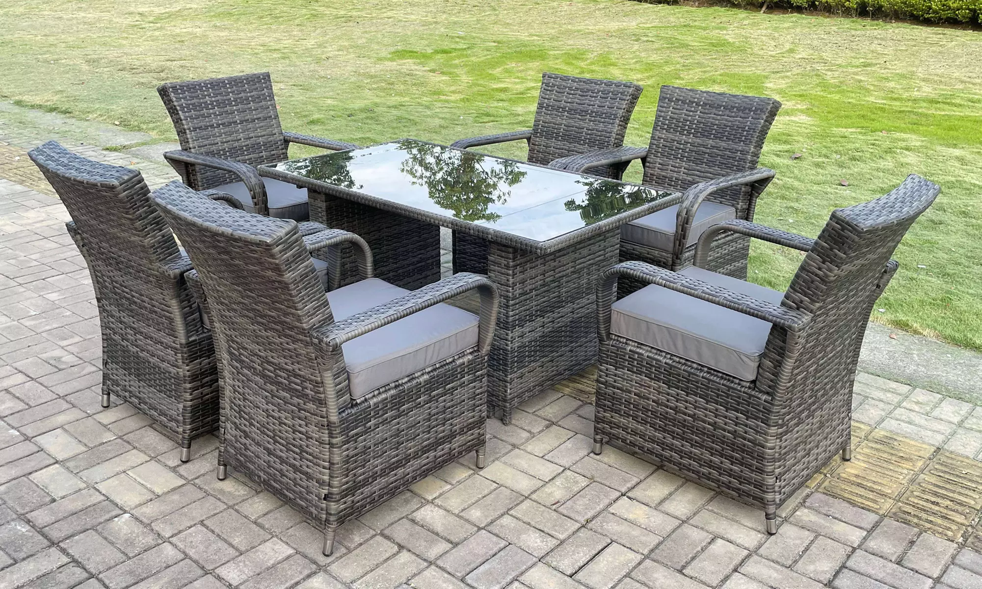 Rattan Effect Garden Furniture Dining Table And Chairs Set