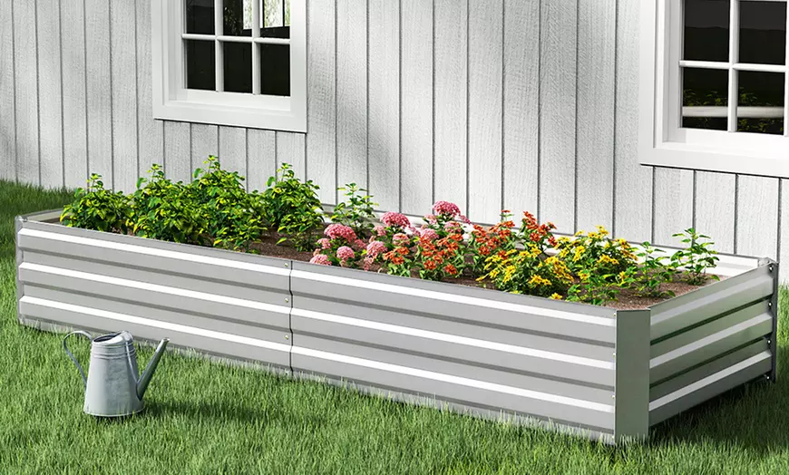 Image 8: 2.4m Sectioned Metal Raised Garden Bed