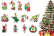 Ensemble de 24 décorations de Noël Inspirées du Grinch en bois coloré - Image 3