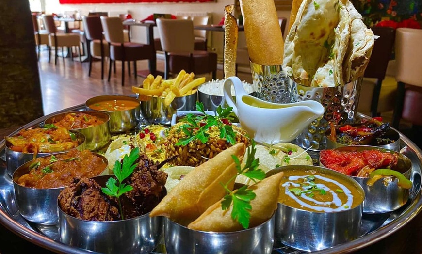 Image 5: For 1, 2, or 4: Chutney Tray or Papadam, Starter, Main, Rice & More