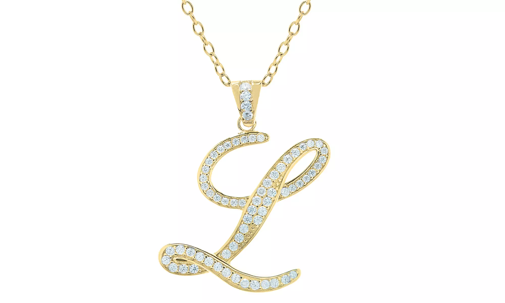 Script Initial Pendant Necklaces in Sterling Silver