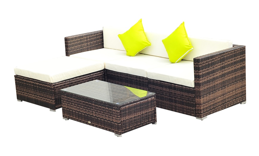 Image 3: Outsunny Rattan Effect Garden Sofa Set