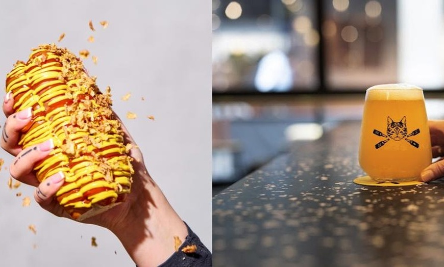 Image 1: Hotdog with Fries and Craft Beers For One or Two!