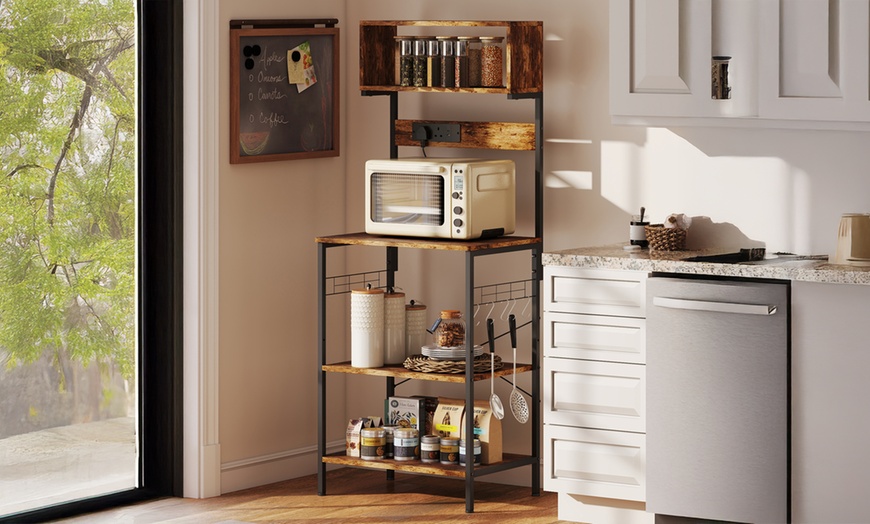 Image 1: HomCom Kitchen Shelving Units - Organised Storage with Style