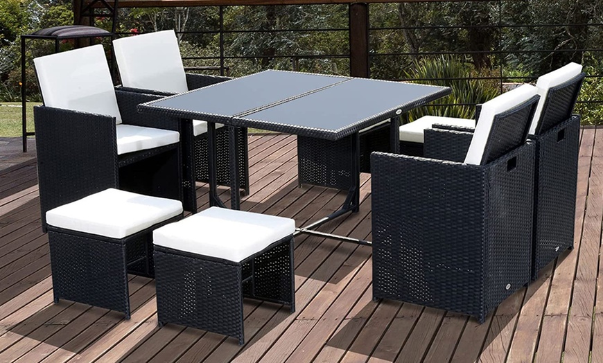 Image 11: 8 or 4 Seater Corner Rattan Garden Furniture Set with Table