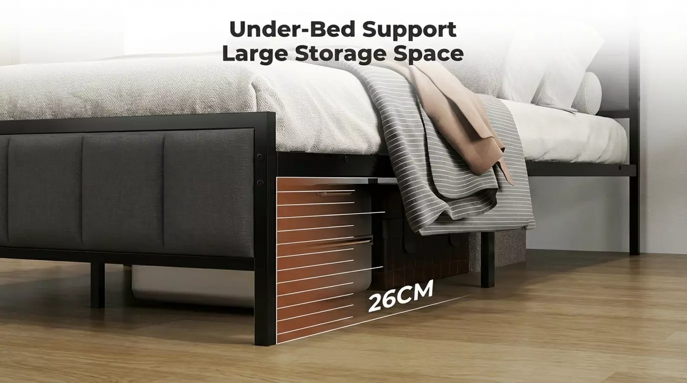 Levede LED Metal Bed Frame with RGB Lights, USB and Type-C Charging