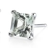 Image 1: Paris Jewelry 14K White Gold Plated 2 Ct Princess Green Quartz Stud Earrings