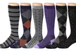 6-Pack Rexx Men's Knee-High Patterned Compression Socks - Second Medium
