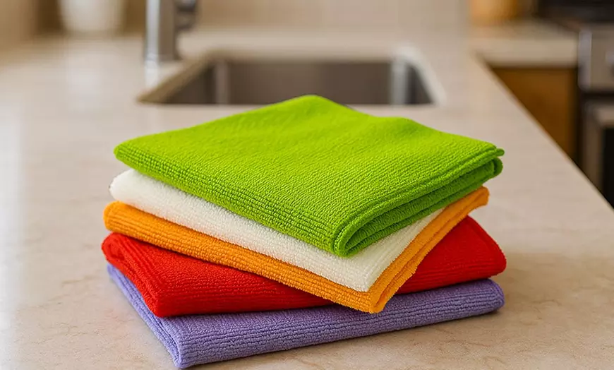 Image 1: Lot de 5 ou 10 lavettes en microfibre