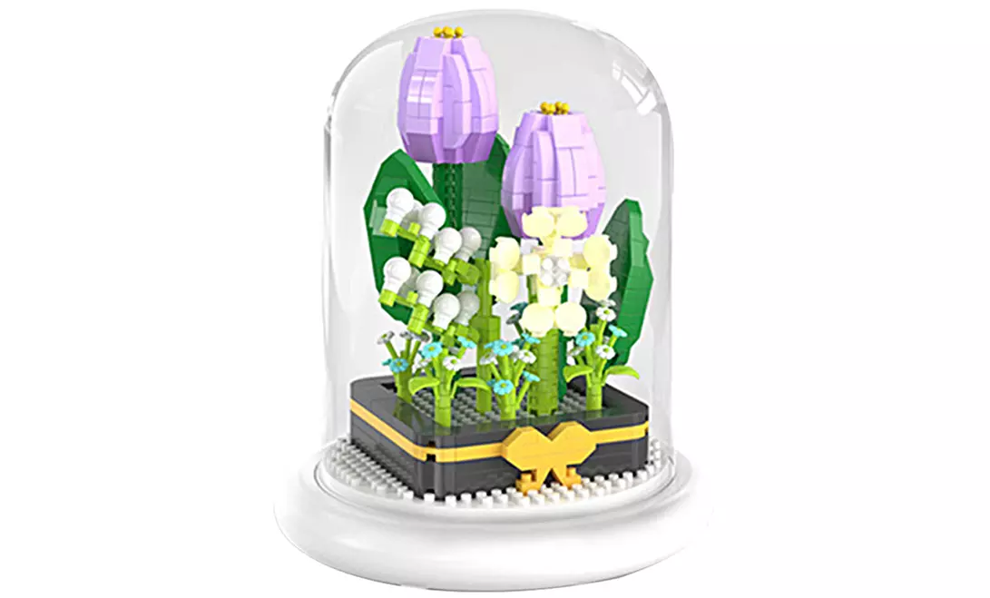 DIY-Baustein-Set für Blume in einer Glaskuppel