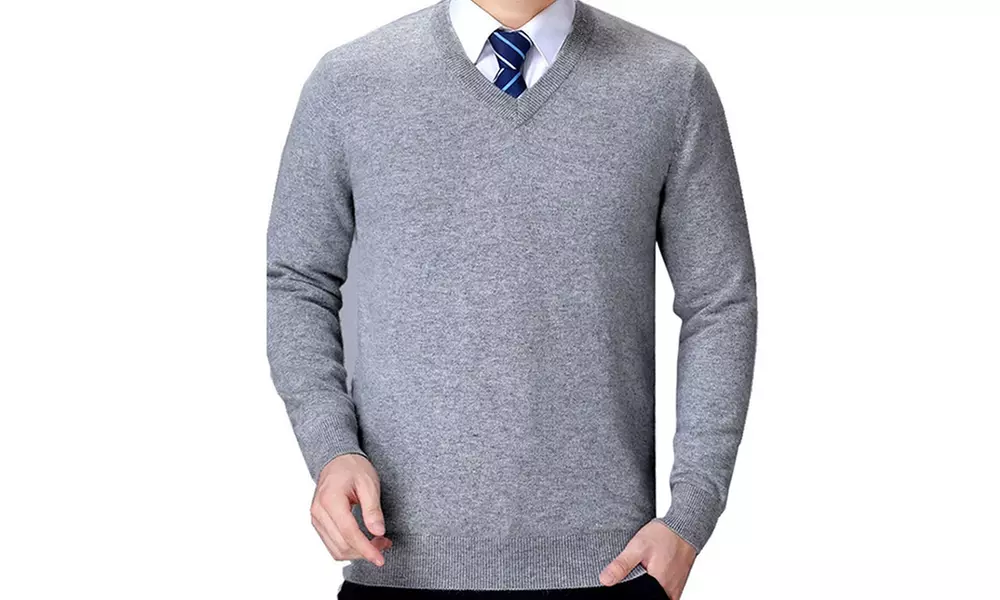 Heren cashmere V-hals trui in maat naar keuze - Primary Image