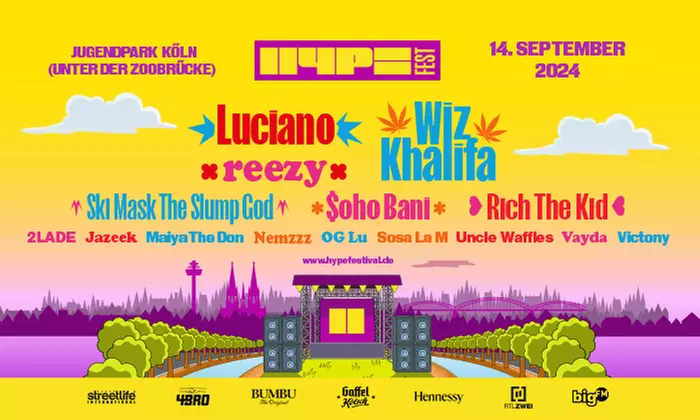 Hype Festival, u. a. mit Luciano, Wiz Khalifa, Reezy am 14. September im Jugendpark Köln (bis 19% sparen) - Primary Image