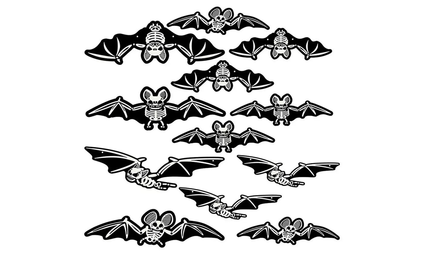12pcs Hanging Bats for Halloween Decoration Outdoor Large Scary Flying Bat Decor