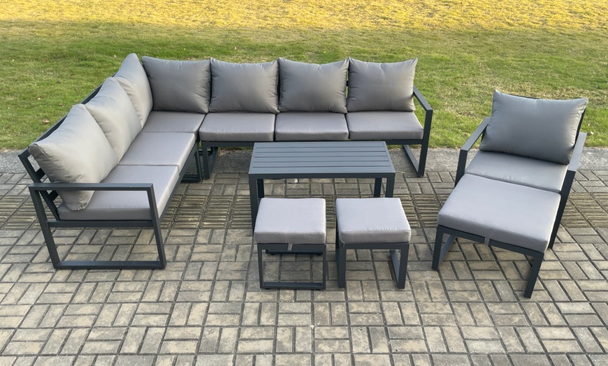 Image 2: Fimous 10-Seater Aluminium Outdoor Lounge Sofa Set