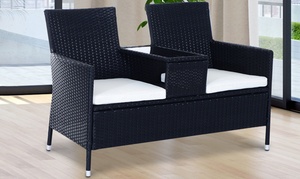 Outsunny Rattan-Effect Double-Seat Chair