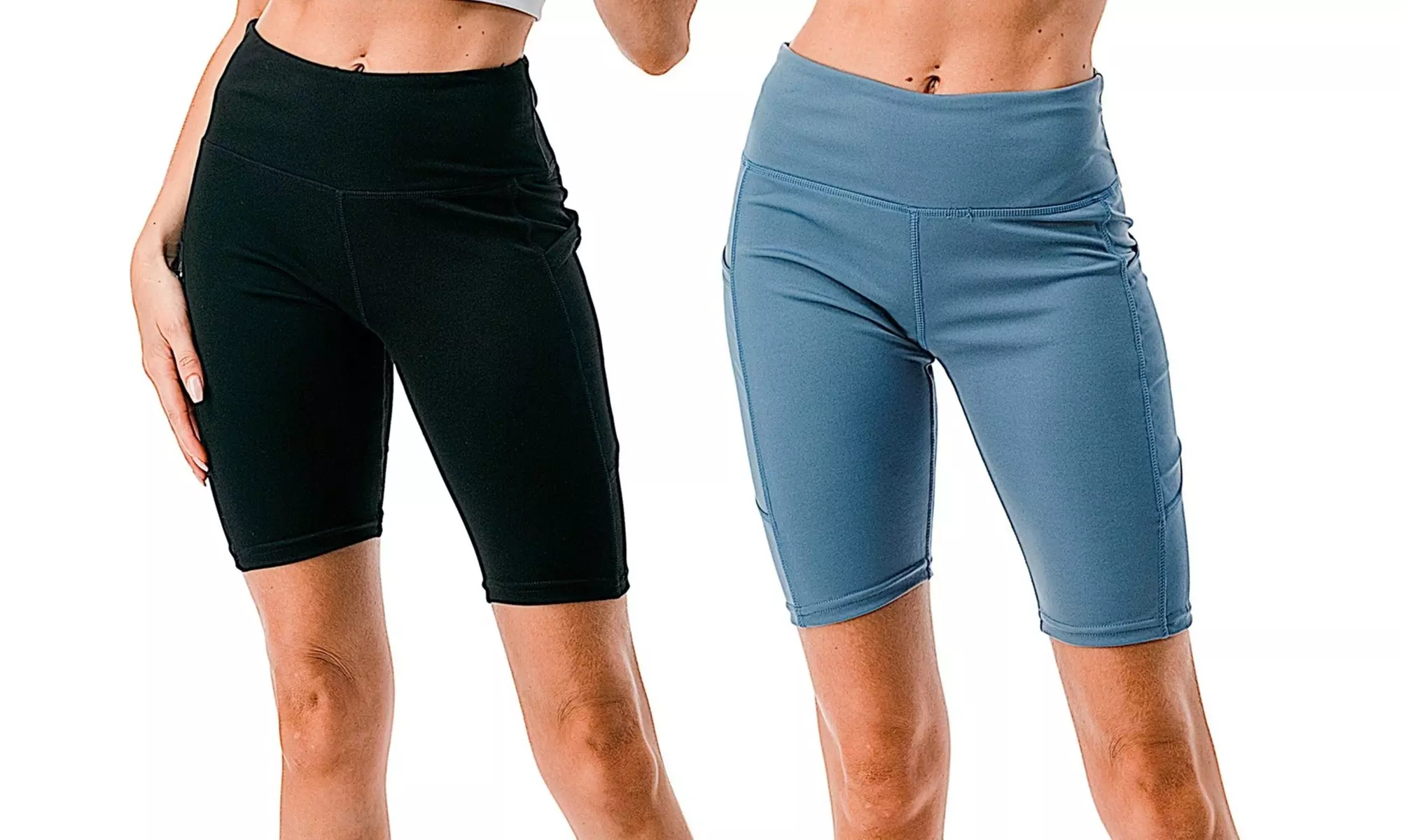 2-Pack Biker Bermuda Shorts: one black pair & one in a fun color!