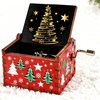 Image 2: Hand Crank Christmas Wooden Music Box Christmas Toy
