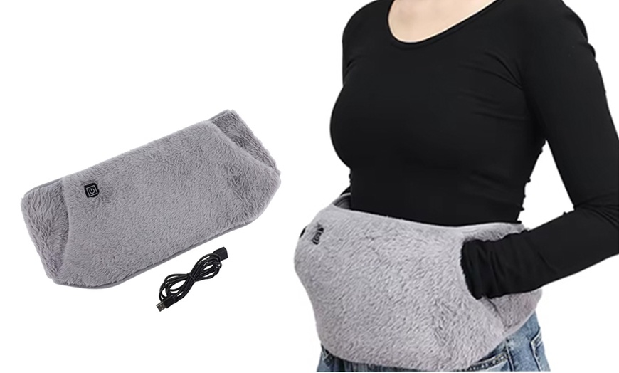 Image 2: USB Charging 3-Level Electric Heating Pad Belt for Abdomen and Back