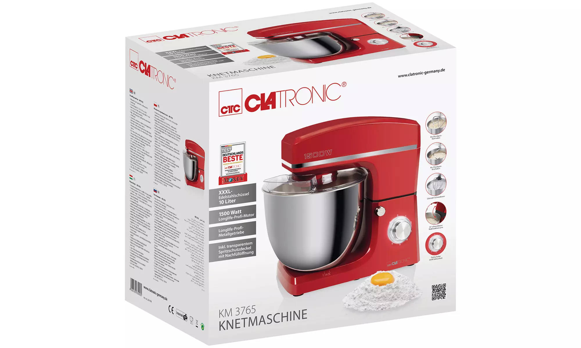 Robot pétrin multifonction 10 L 1500W de Clatronic