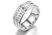 316L Stainless Steel Double Row CZ Titanium Ring Band - Second Medium