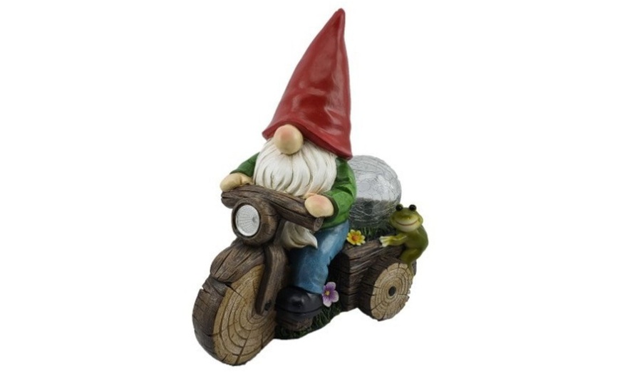 Image 4: Resin Garden Gnome - Dwarf Riding Bicycle Outdoor Decor