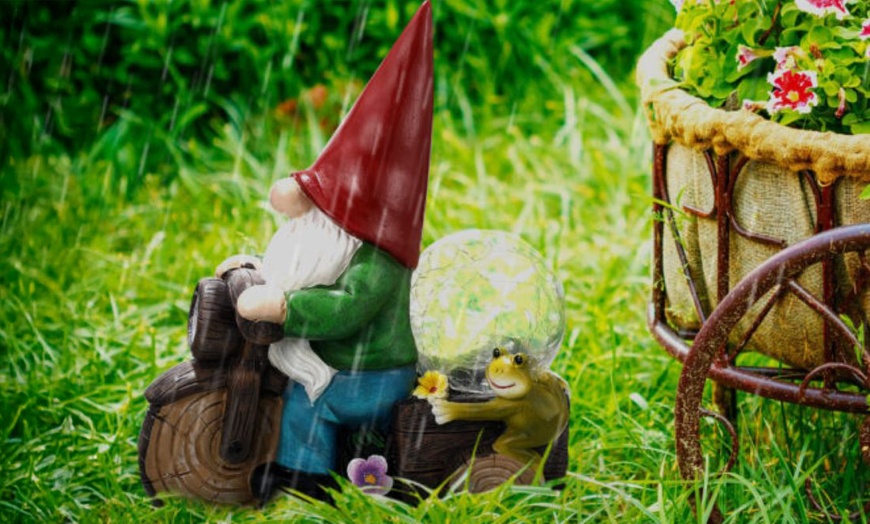 Image 5: Resin Garden Gnome - Dwarf Riding Bicycle Outdoor Decor