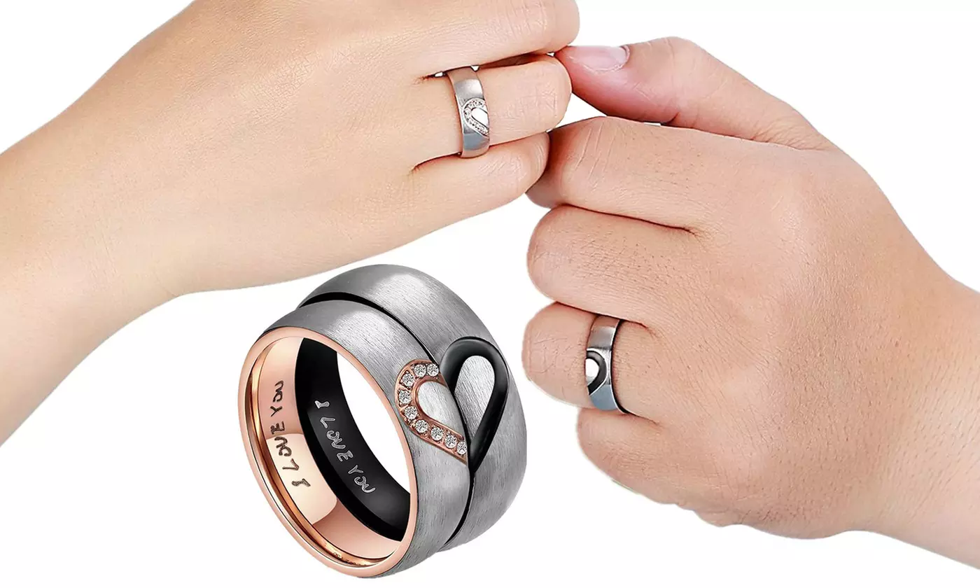 I Love Heart Promise Ring Stainless Steel Couples Bands Ring 6mm