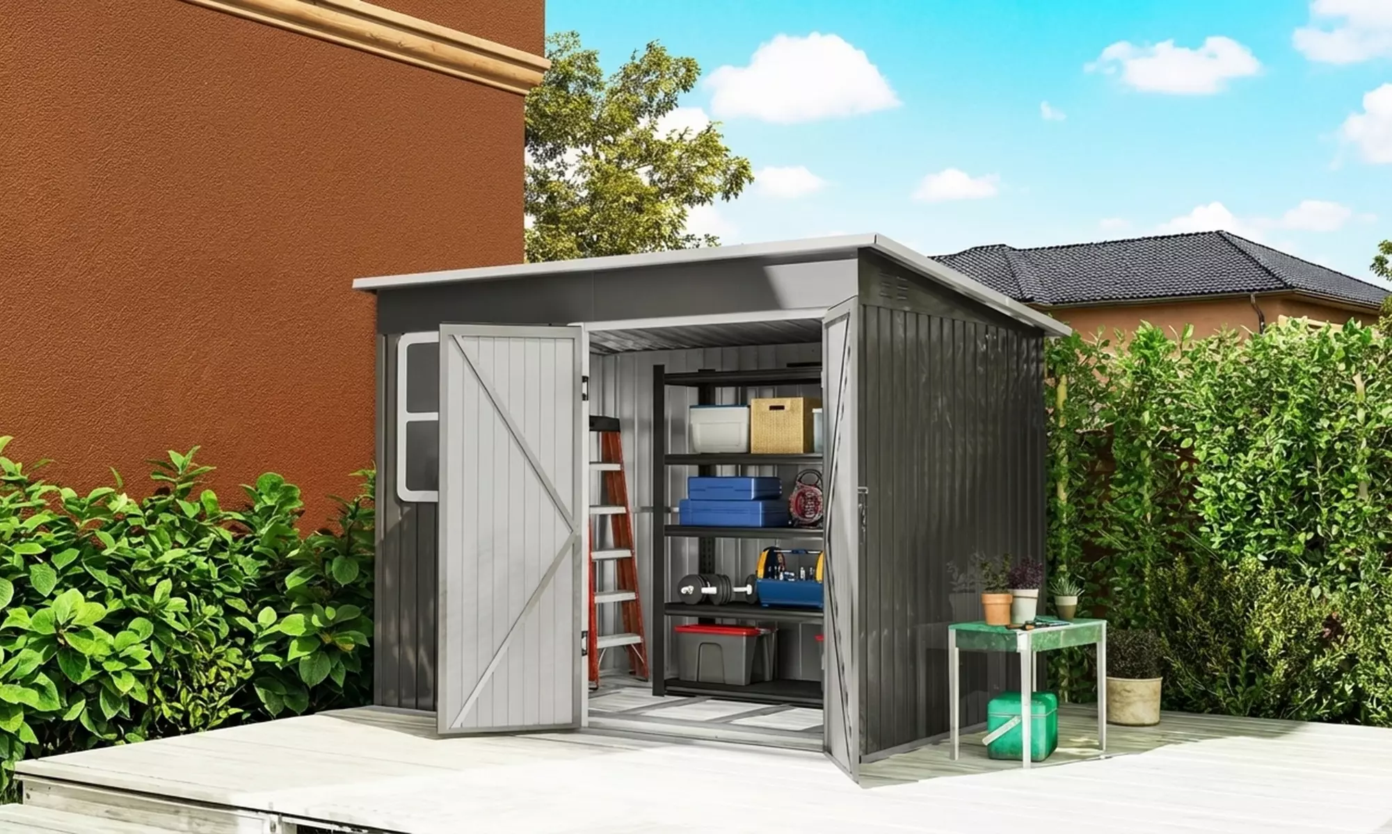 Outsunny Galvanised Steel Garden Storage Shed
