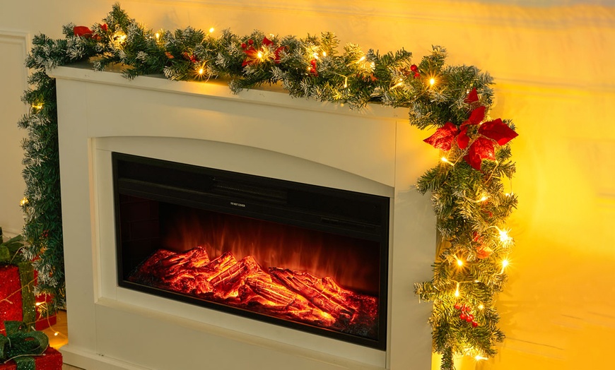 Image 1: Living And Home Festive Pre-Decorated Christmas Garland