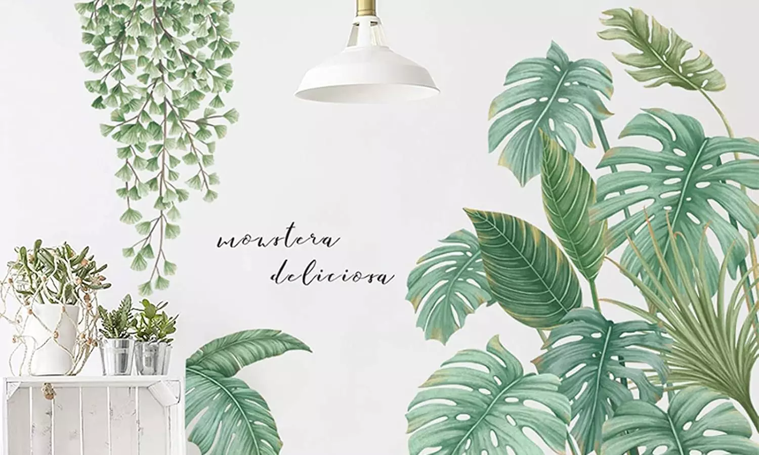 1x oder 2x Wandaufkleber-Set mit tropischen Pflanzen