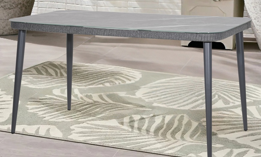 Image 3: Seven-Piece Metal Outdoor Dining Set with Table and Six Chairs