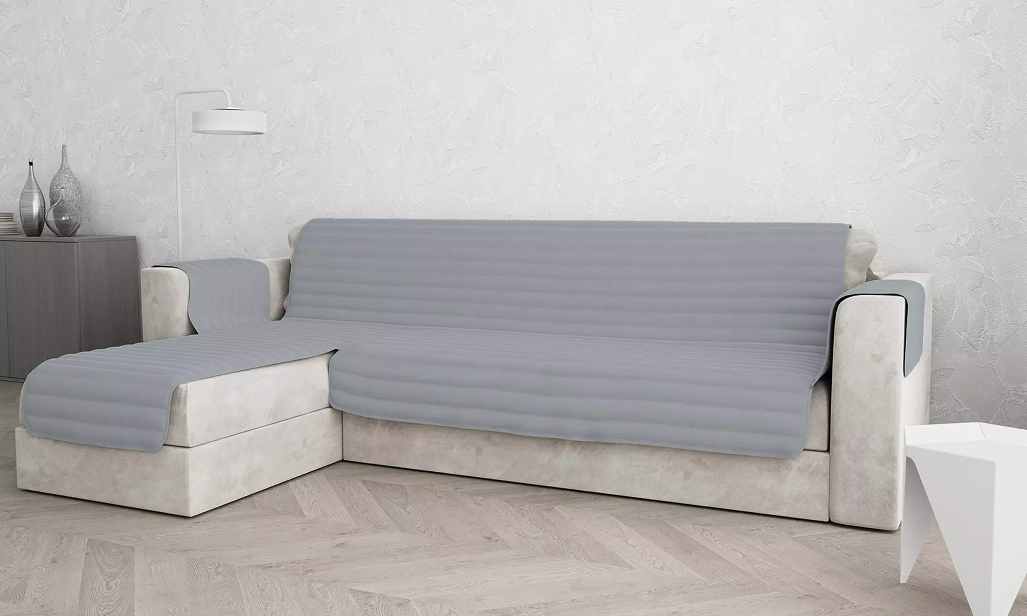 Copridivano trapuntato con penisola