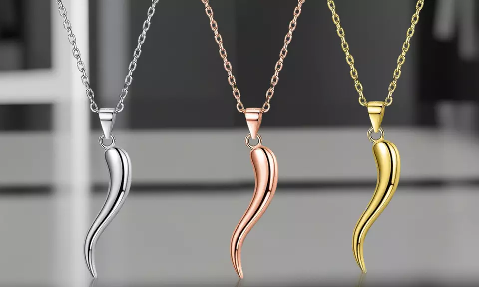 Italian Sterling Silver Cornicello Horn Necklace