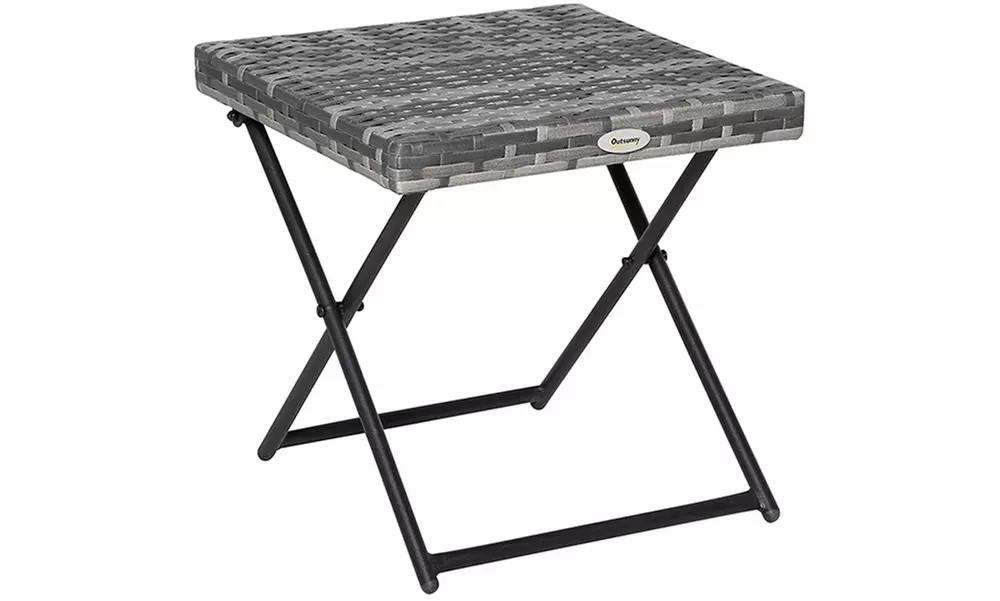 Outsunny Foldable Rattan-Effect Table