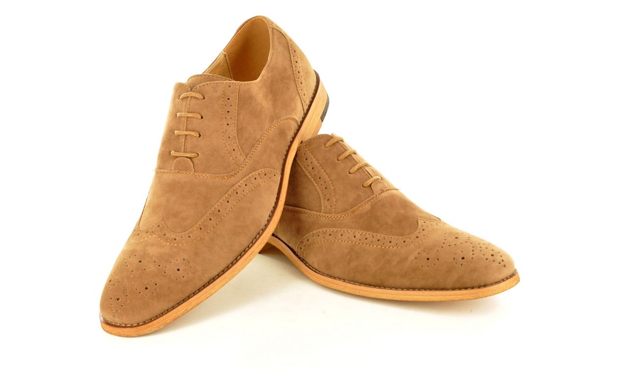 Image 20: Men's Faux Suede Brogue Shoes