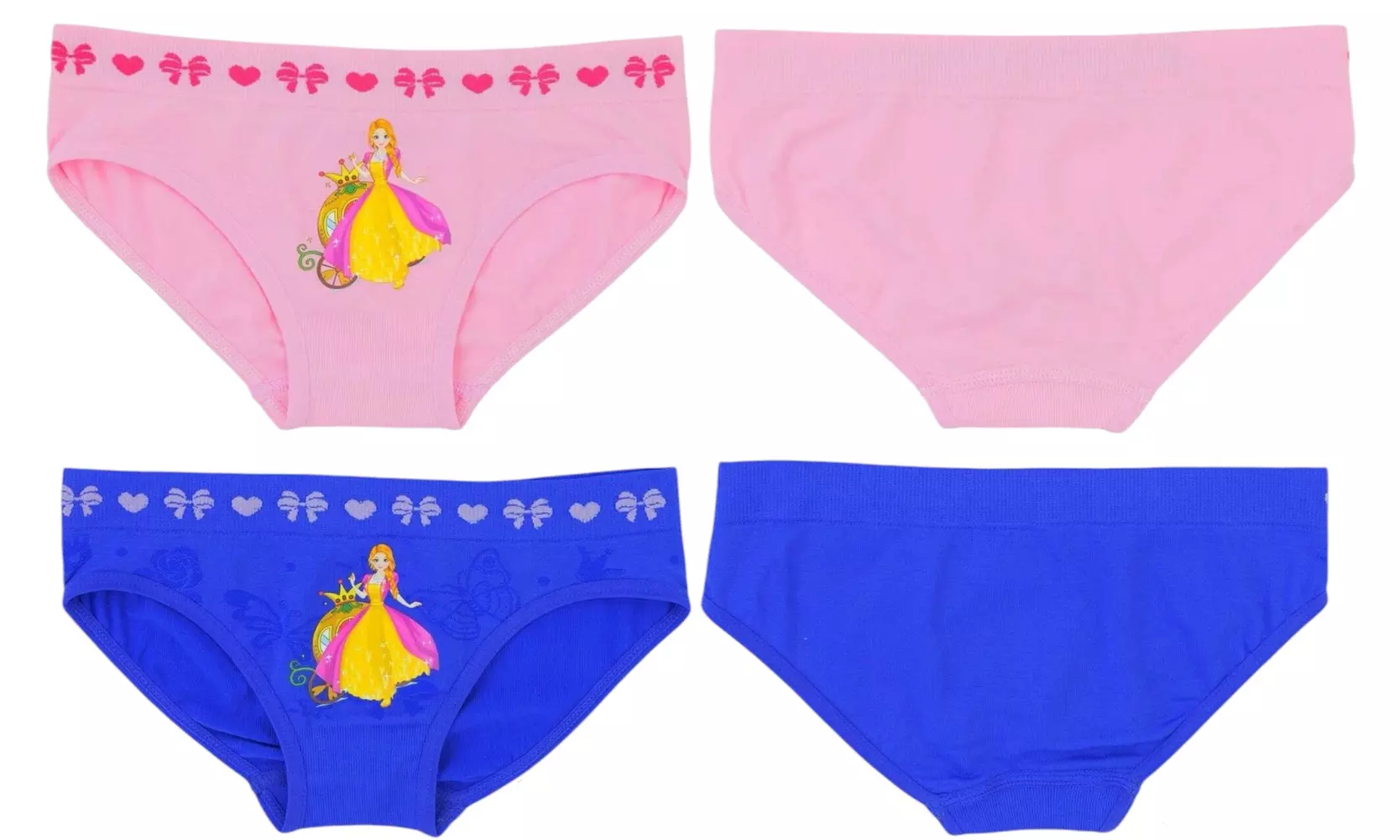 Girl's 6/12 Multi-Pack Of Solid Color Bikini Princess Panty Briefs