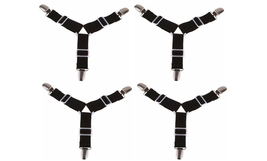 Image 3: 4pcs Triangle Bed Sheet Mattress Holder Fastener Grippers Clips Straps Suspender