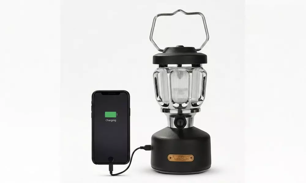 Draagbare vintage led-lantaarn met ingebouwde powerbank