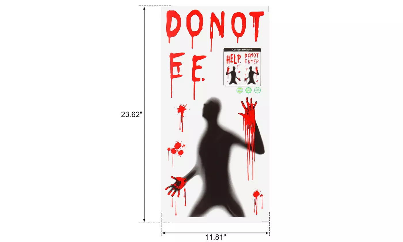 Halloween Bloody Window Clings Ghost Handprint Bloodstains PVC Stickers