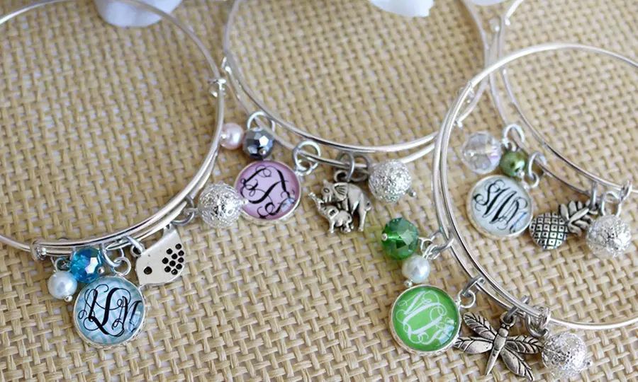 Spring Fever Monogram Bangle Bracelet or Earrings from VioletFox (Up to 80% Off)  - Primary Image