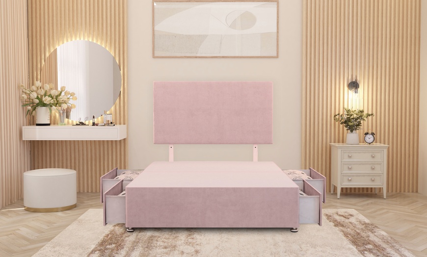 Image 18: Plush Velvet 4-Drawer Divan Bed Set