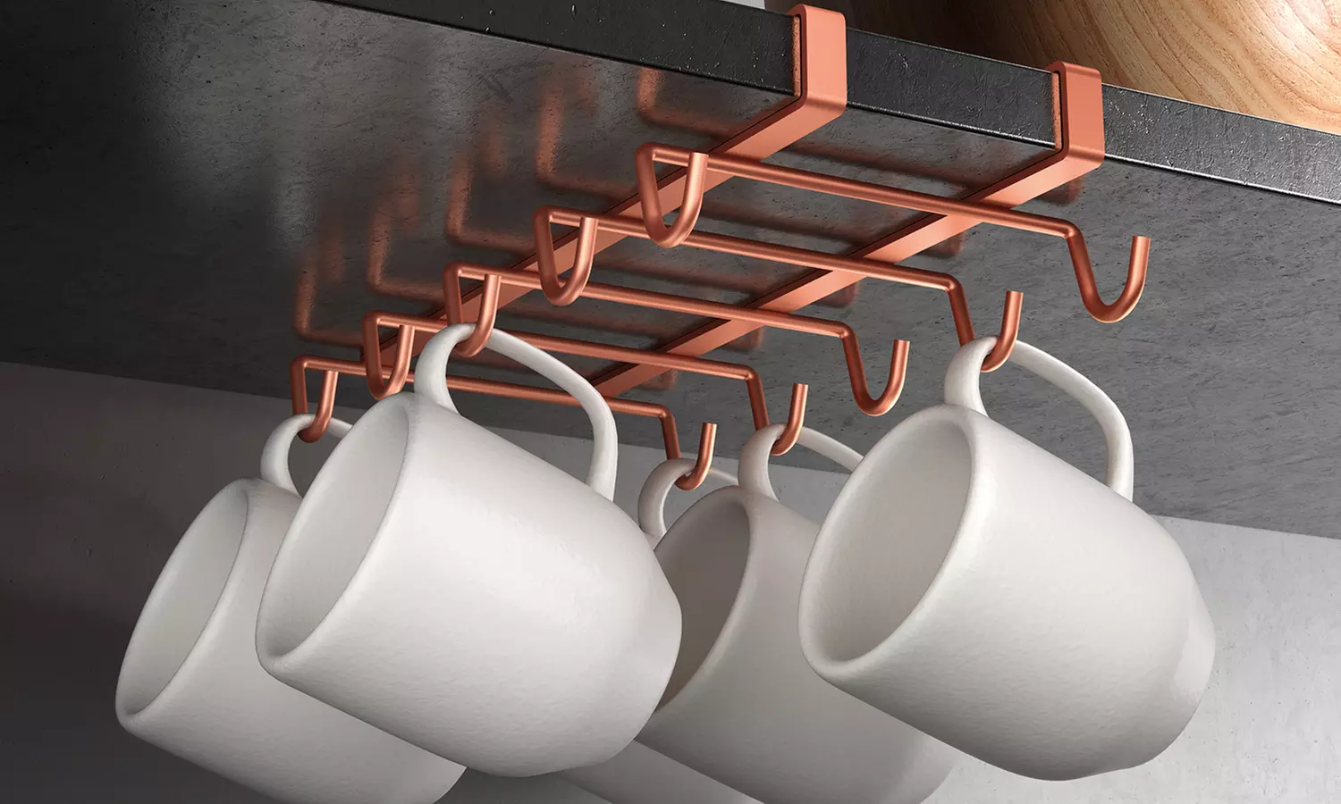 Metaltex Kupfer-Look Küchen Accessoires: Papierrollenhalter, Tassenhalter, Gewürzregal und Spülkorb - Primary Image