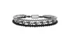 Steve Madden Men's Simulated Stone Beads & Skull Station Triple Strand Bracelet
