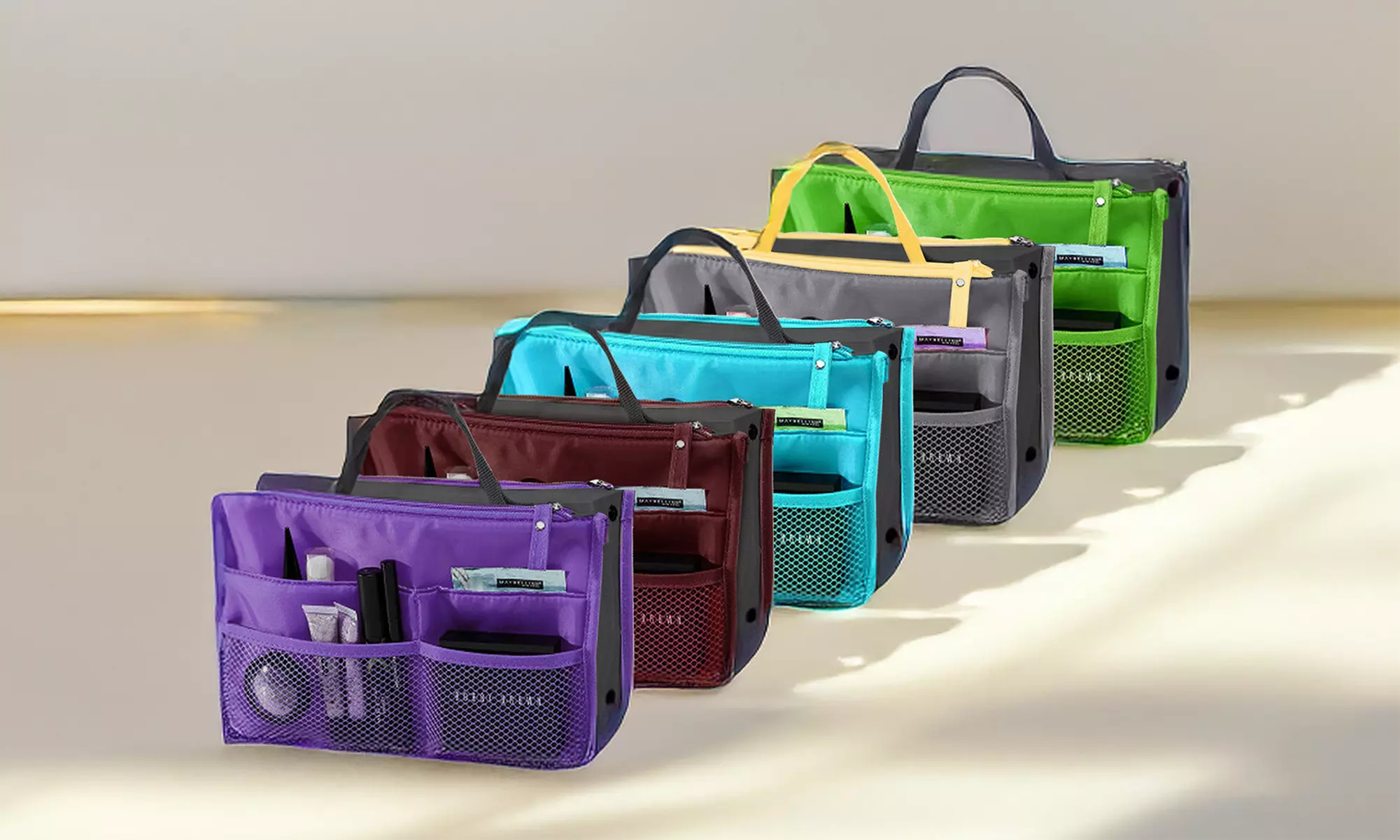 Multi-funtional Nylon Zipper Travel Handbag Pouch - Bag in Bag -Insert Organizer - Primary Image